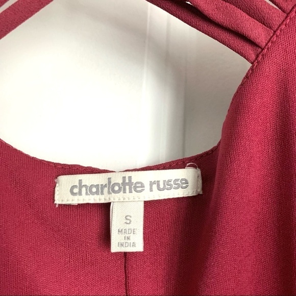 Charlotte Russe Maroon Long Sleeve Shift Dress size Small, Strappy Back - Picture 6 of 10